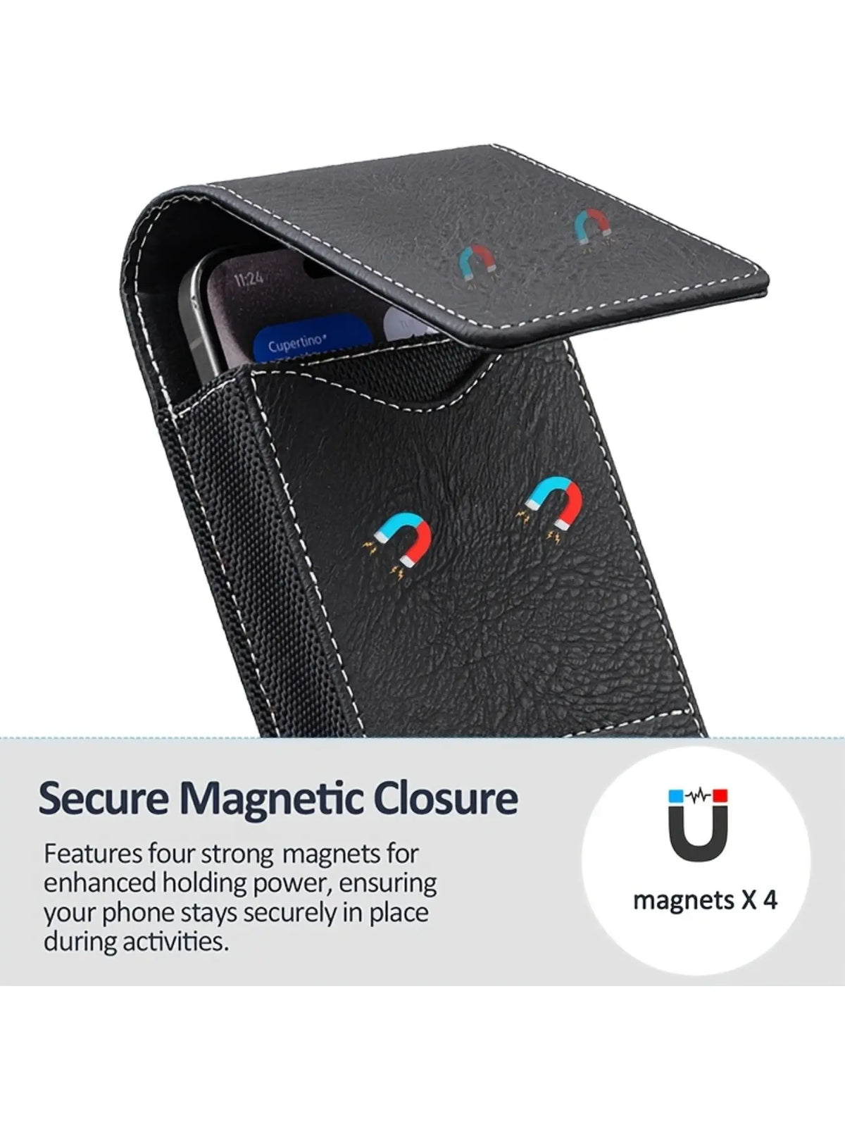 Men's Cell Phone Holster Pouch with Card Holder, Belt Clip Holster Casual Belt Bag for iPhone 17 Pro Max Samsung Galaxy S25 S24 S23 S22 S21 S20 Ultra A16 A15 A14 A13 A55, Black Available
