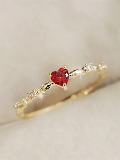 Elegant Heart Rhinestone Ring for Women, Chic Romantic Fashion Jewelry