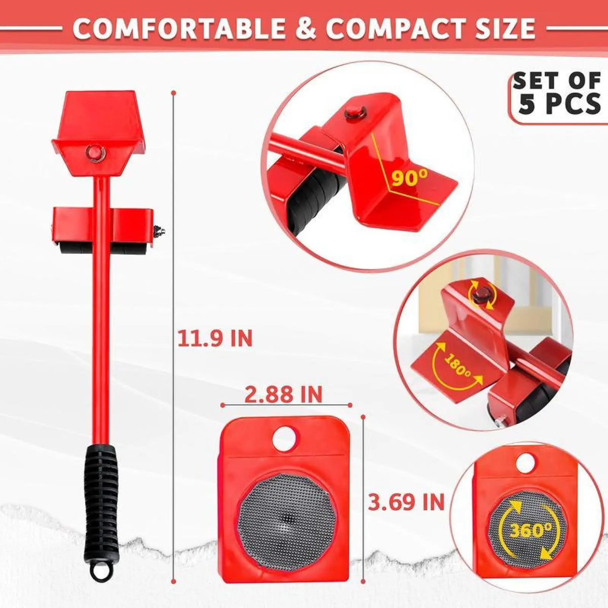 Heavy-Duty Furniture Mover & Lifter Tool Set | 600 lbs Capacity, 360° Rotation Dolly