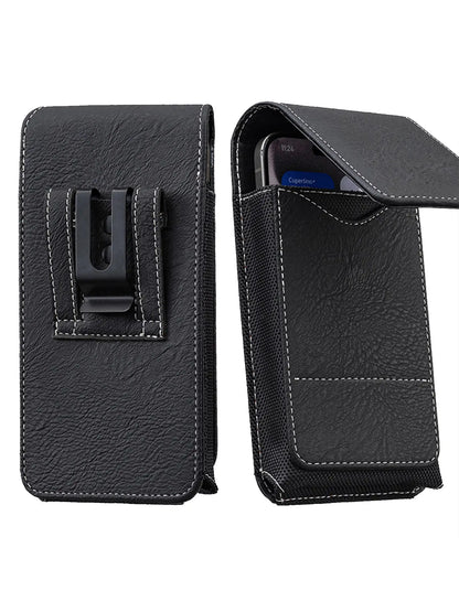 Men's Cell Phone Holster Pouch with Card Holder, Belt Clip Holster Casual Belt Bag for iPhone 17 Pro Max Samsung Galaxy S25 S24 S23 S22 S21 S20 Ultra A16 A15 A14 A13 A55, Black Available