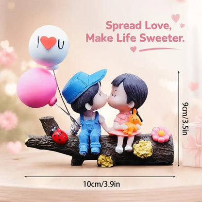 Whimsical Cartoon Couple Car Ornament, Cute Interior Decoration, Girly Car Accessory & Gift for Teen Girls