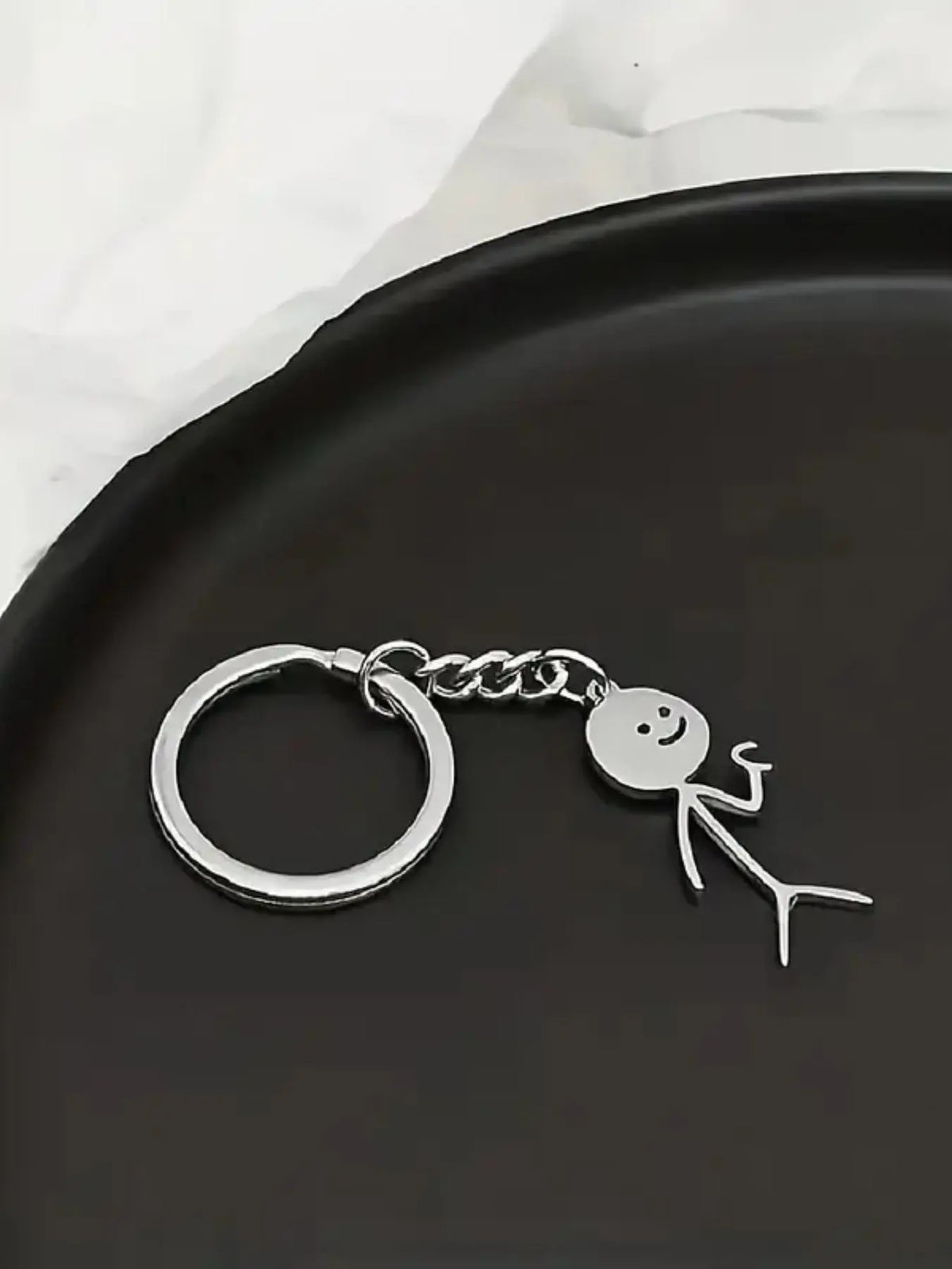 Cute Cartoon Stickman Heart Keychain, Stainless Steel Keyring Gift for Women & Men