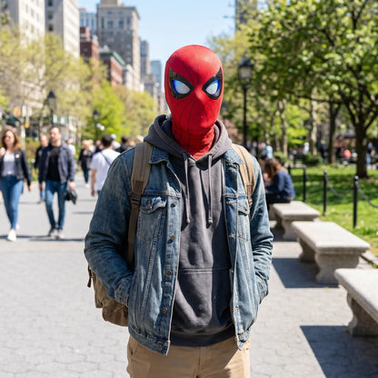 Cool Hero Mask - Remote Control Skin-friendly Red & Blue Lights - Perfect for Cosplay, Halloween, Festivals, Parties