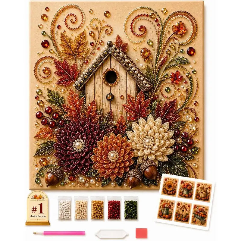 🎃✨ Autumn Pumpkin Pearl Painting Kit, 12×12in DIY Sparkling Craft Set for Adults 🍂🖌️