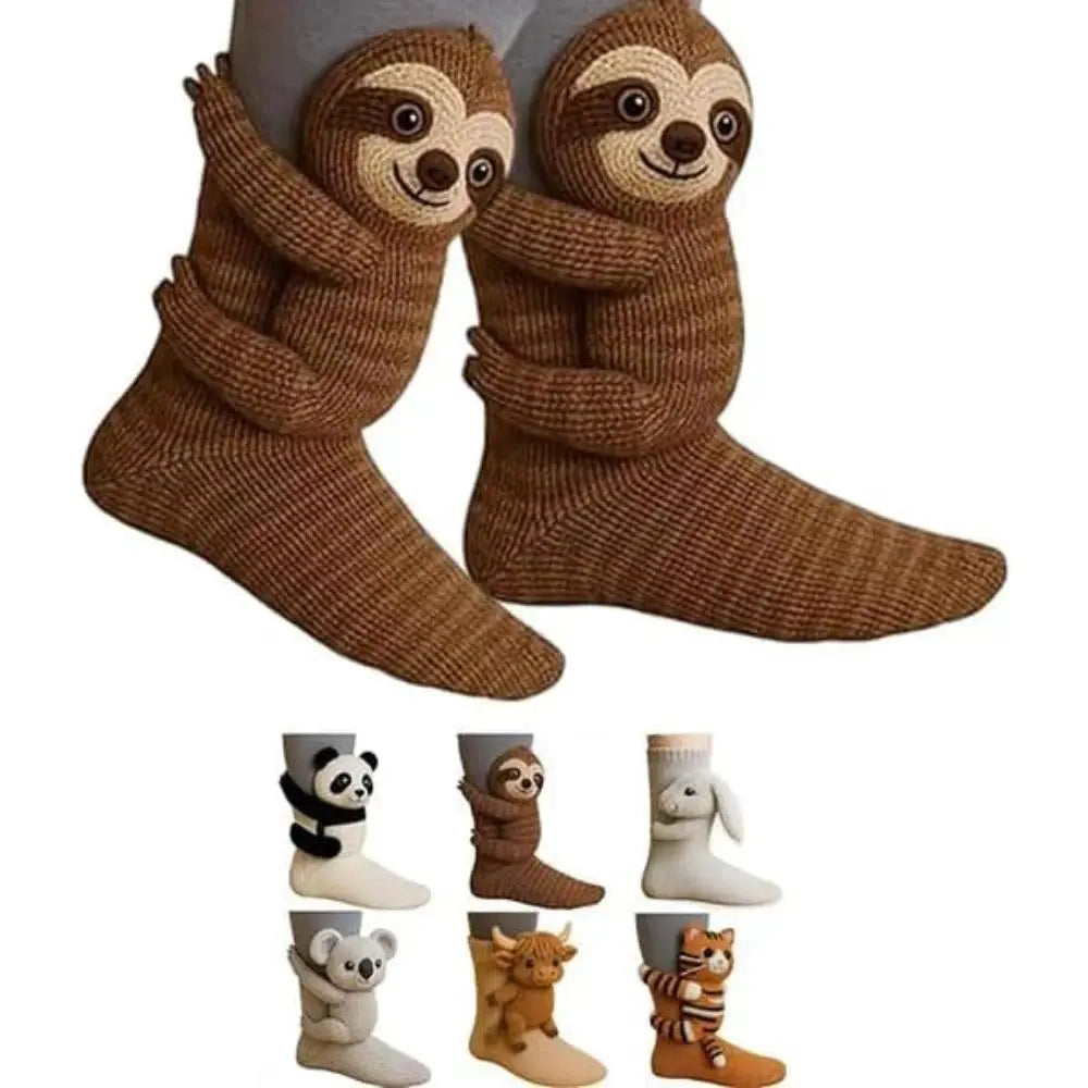 3D Knit Animal Socks, Cute Plush Novelty Socks, Soft & Cozy Unisex Design