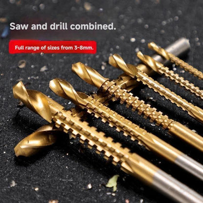 6Pcs Titanium HSS Drill Bit Set, Multi-Material Cutting Tools for Wood & Metal