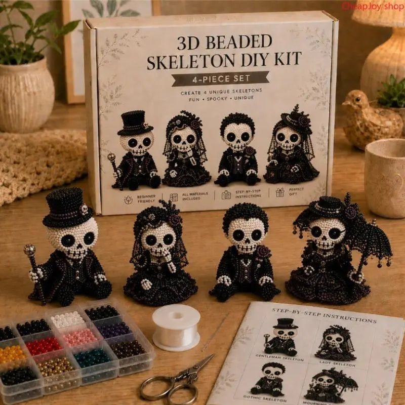 3D Beaded Skeleton DIY Craft Kit for Halloween Ornaments and Gifts