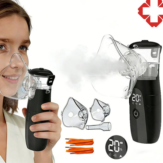 Portable Handheld Facial Steamer with Mesh Mask, Rechargeable Humidifier, LED Display & Duckbill Attachment
