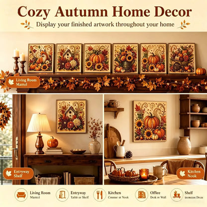 🎃✨ Autumn Pumpkin Pearl Painting Kit, 12×12in DIY Sparkling Craft Set for Adults 🍂🖌️