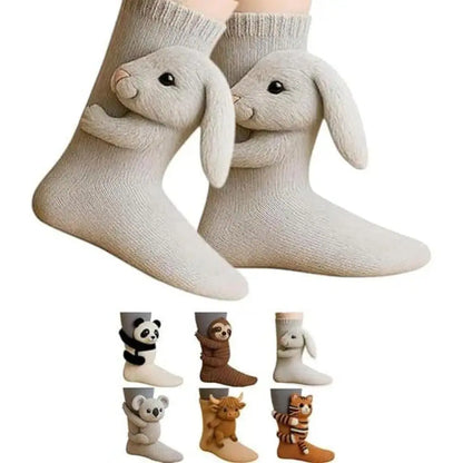 3D Knit Animal Socks, Cute Plush Novelty Socks, Soft & Cozy Unisex Design