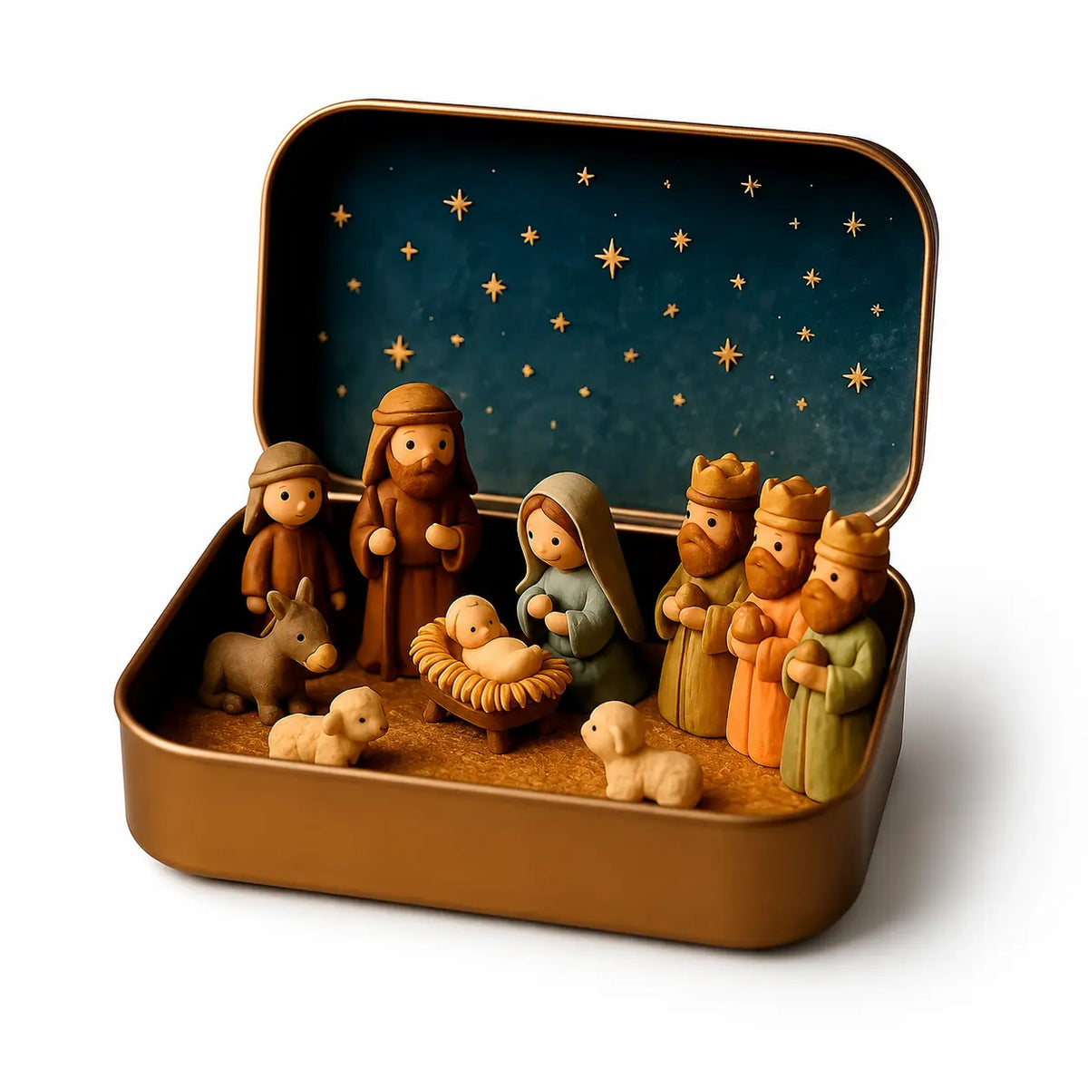 Mini Nativity Scene Set with Storage Box 🎄✝️ Hand-Painted Christmas Figurines, Portable Holiday Decor & Gift 🎁✨