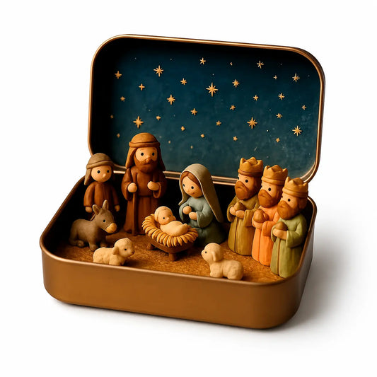 Mini Nativity Scene Set with Storage Box 🎄✝️ Hand-Painted Christmas Figurines, Portable Holiday Decor & Gift 🎁✨