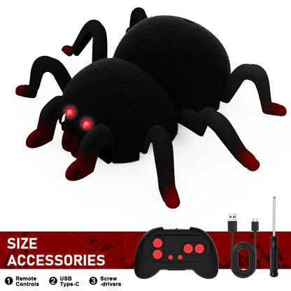 Remote Control Spider Toy – Rechargeable LED Eyes & 360° Spin Motion