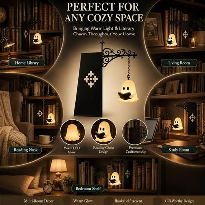 Warm White LED Bookshelf Lantern, Cozy Hanging Reading Light for Home Decor