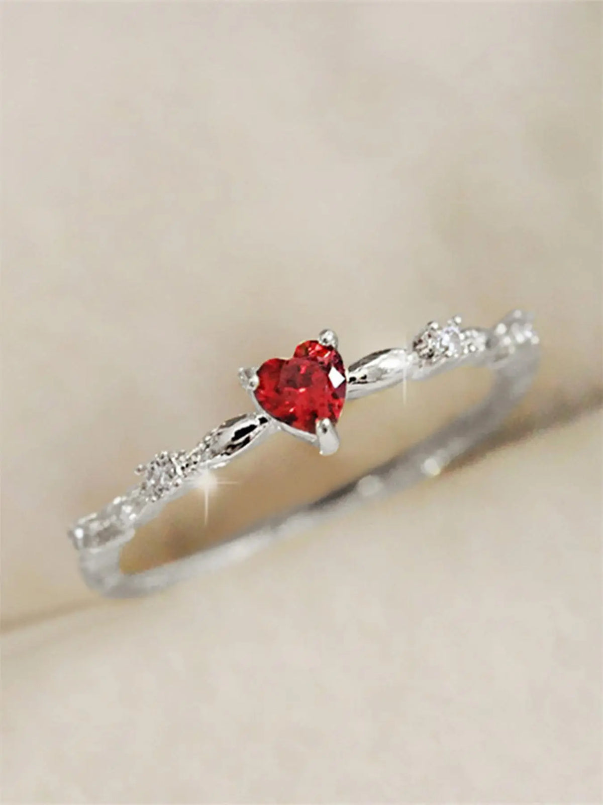 Elegant Heart Rhinestone Ring for Women, Chic Romantic Fashion Jewelry