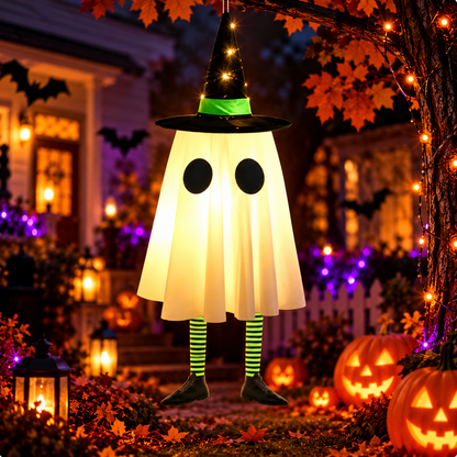 Three Styles Cycle Timer Halloween Hanging Witch Hat Lanterns – Light-Up Ghost Decorations, Indoor Halloween & Party Decor, Soft Fabric Design