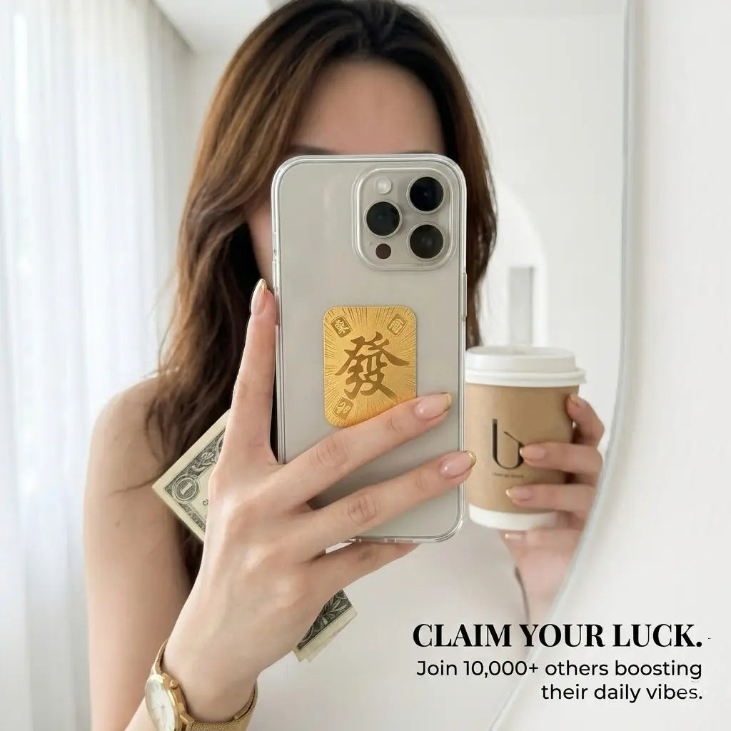 Lucky "FA" Manifestation Card - Eastern Feng Shui Amulet for Positive Energy & Good Vibes Custom Holographic Cards Dollars
