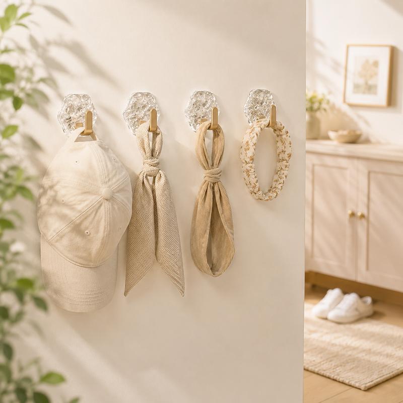Heavy-Duty Self-Adhesive Hexagon Hooks, Waterproof Sticky Organizer Hooks for Bathroom & Kitchen