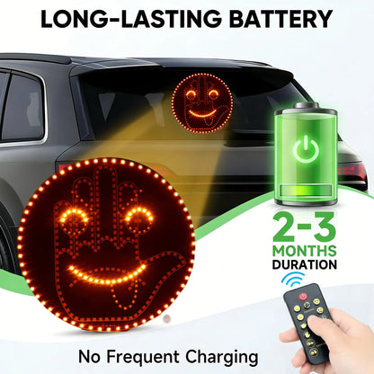 LED Car Gesture Light with 8 Emojis, Wireless Remote Control, Easy-Install Fun Auto Decoration