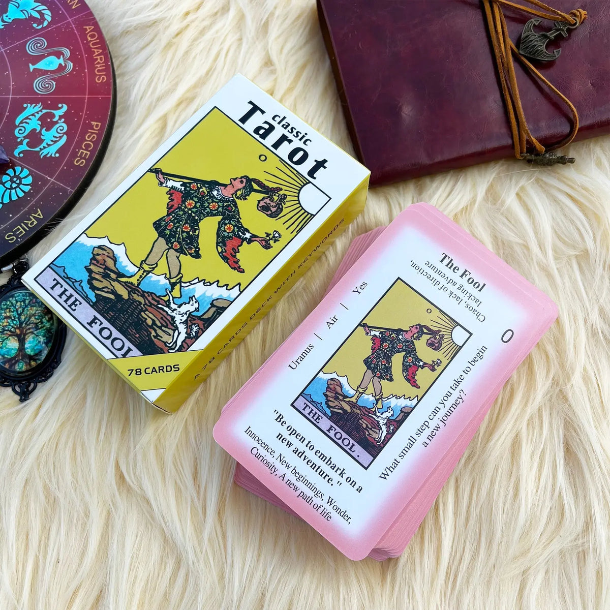 Beginner Tarot Card Deck with Meanings & Guidebook, Easy-to-Learn Tarot Reading Kit, Divination Cards for Beginners