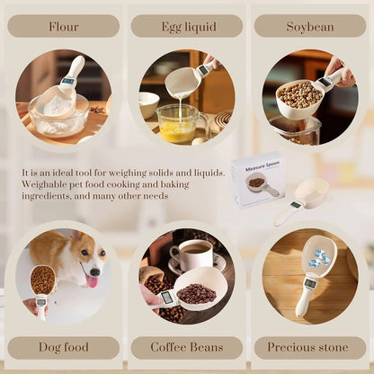 Digital Measuring Spoon Scale, Electronic Kitchen Scoop for Cooking, Baking & Pet Food