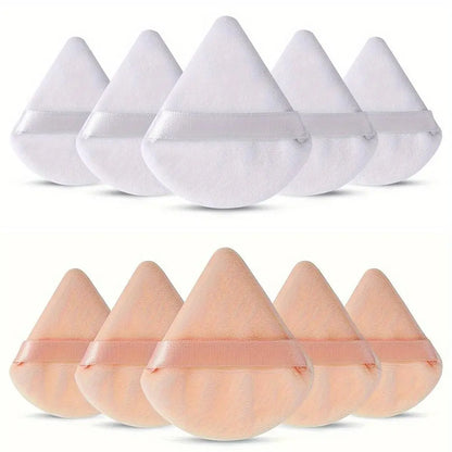 10-Pack Reusable Triangle Powder Puffs, Soft Plush Makeup Sponges for Face Powder