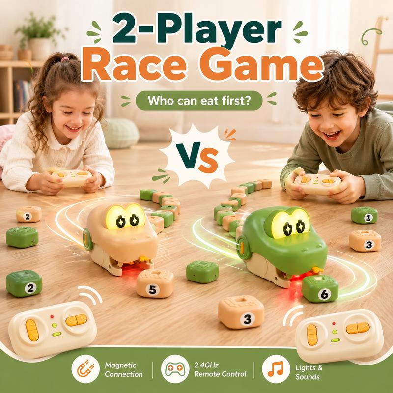 2-Pack Remote Control Magnetic Snake Game – 2-Player Competitive Stress Relief Toy for Family Fun