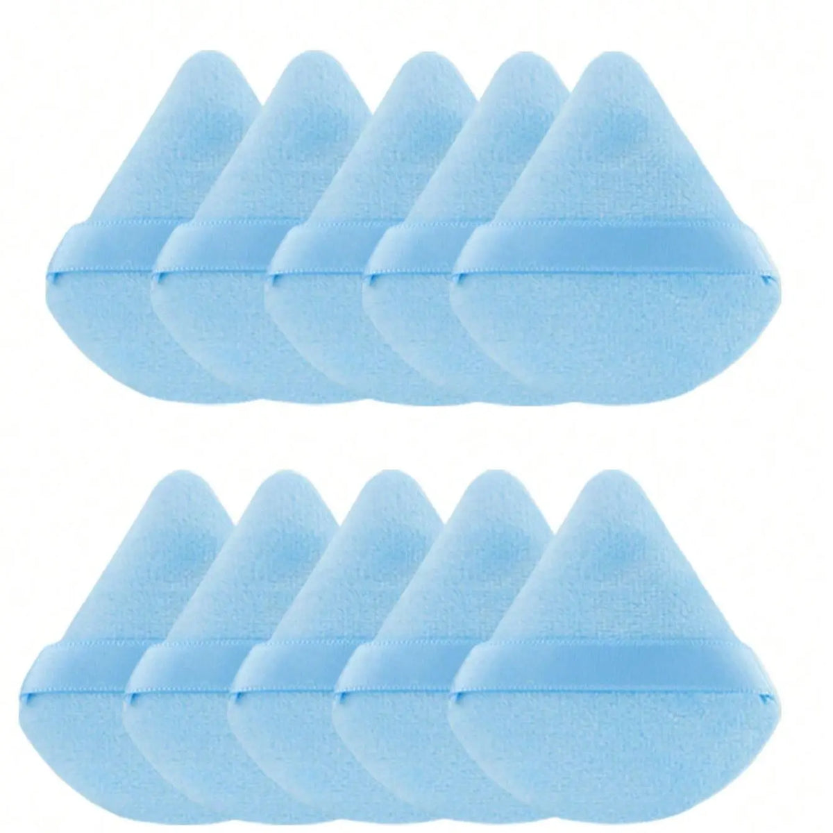 10-Pack Reusable Triangle Powder Puffs, Soft Plush Makeup Sponges for Face Powder