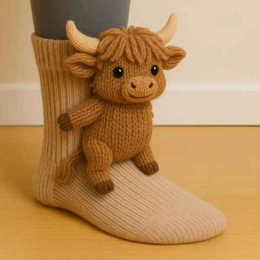 3D Knit Animal Socks, Cute Plush Novelty Socks, Soft & Cozy Unisex Design
