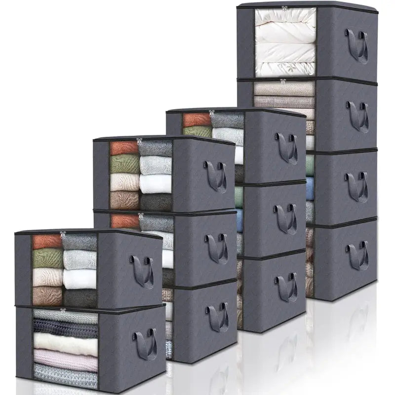 Foldable Fabric Clothing & Bedding Storage Bags (6/12 Pack)