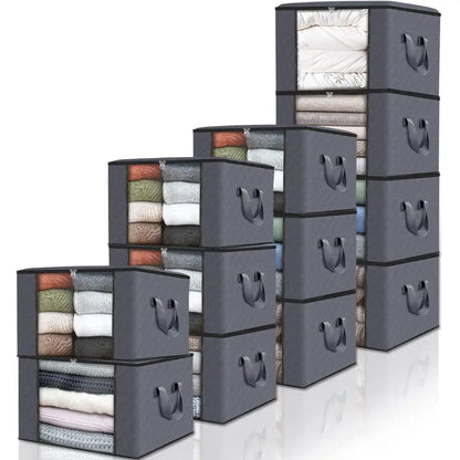Foldable Fabric Clothing & Bedding Storage Bags (6/12 Pack)