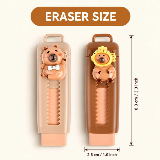 Cute Capybara Retractable Eraser, Push-Pop Animal Stationery for School & Office