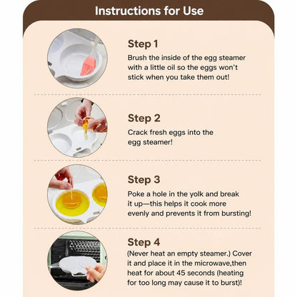 Microwave Egg Cooker, 2-Cup Non-Stick Egg Steamer for Quick & Easy Cooking