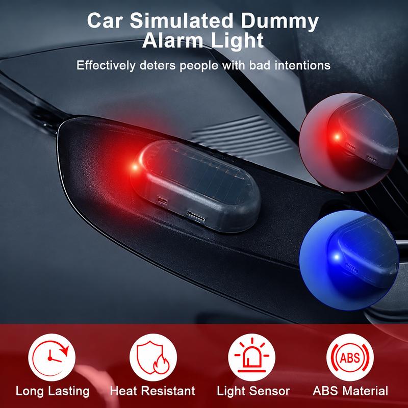 Solar Powered Car Alarm LED Light, Fake Security Warning Flasher, No-Wiring Auto Anti-Theft Decor