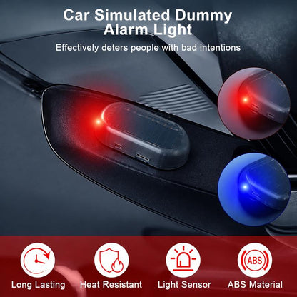 Solar Powered Car Alarm LED Light, Fake Security Warning Flasher, No-Wiring Auto Anti-Theft Decor