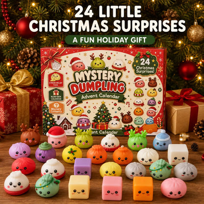 Christmas Mini Squishies Advent Calendar 2026, 24-Day Dumpling Squishy Toy Countdown with Glitter Toys for Kids