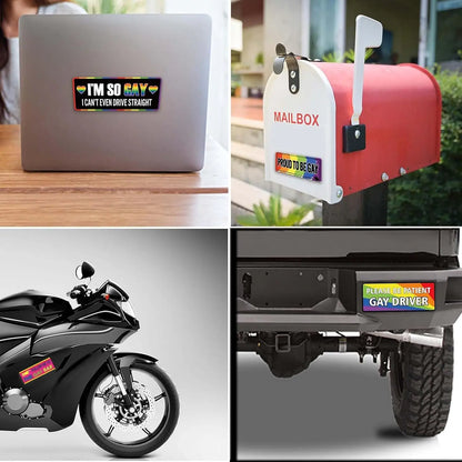 Funny Pride Rainbow Car Magnet, Reusable LGBTQ+ Bumper Magnet, 7.8 x 3.1 in, Cute Car, Truck & Fridge Decoration