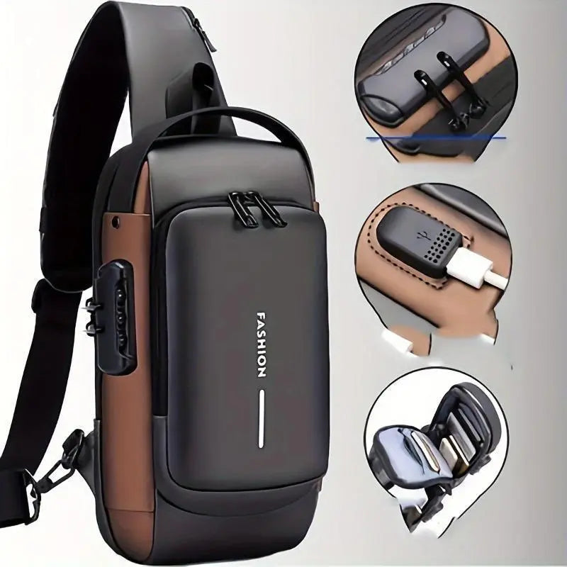 Men's Anti-Theft Chest Bag with Combination Lock — Durable Oxford Fabric, Adjustable Shoulder Strap; Ideal for Motorcycling and Casual Sports; Crossbody Style with a Summer Vibe.