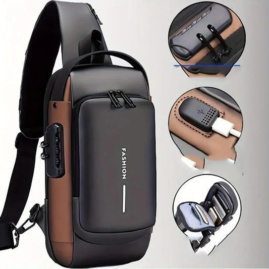 Men's Anti-Theft Chest Bag with Combination Lock — Durable Oxford Fabric, Adjustable Shoulder Strap; Ideal for Motorcycling and Casual Sports; Crossbody Style with a Summer Vibe.