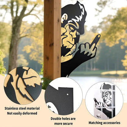 Weatherproof Iron Sasquatch Metal Sign, Funny Middle Finger Yard & Tree Decor, Farmhouse Gift
