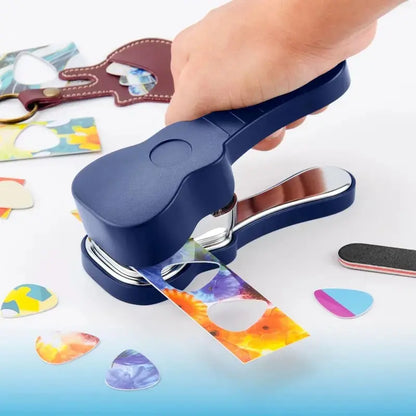 Guitar Pick Punch Kit with 15 Pick Strips, Keychain Holder & File, DIY Guitar Pick Maker Tool Set