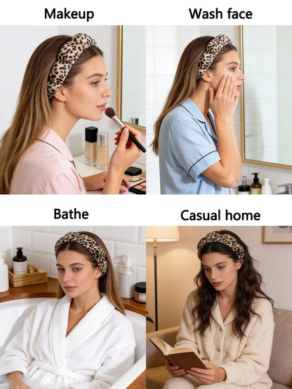 Leopard Print Stretchy Headband for Women & Girls, Fashion Hair Accessory for Makeup & Daily Wear