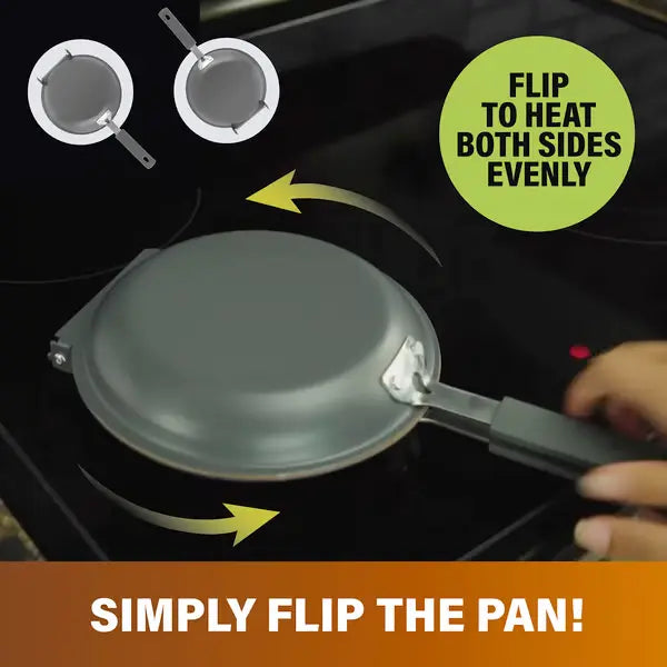 Double-Sided Nonstick Skillet for Pancakes, Omelets & Bacon, Great for Kitchen or Outdoor Cooking
