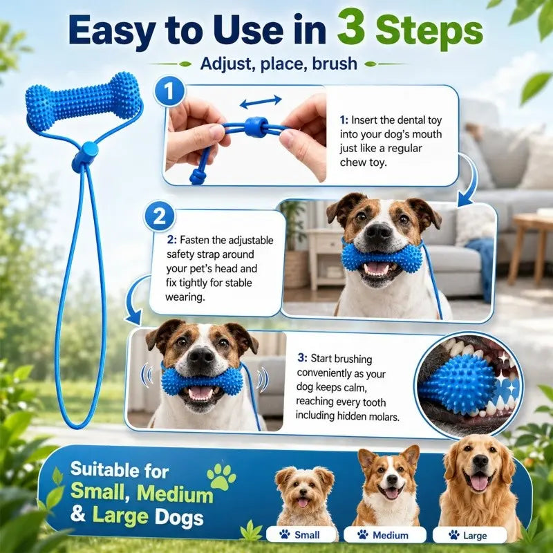 Adjustable Dog Dental Chew Stick, Bite-Resistant Teeth Cleaning Toy for Small, Medium & Large Dogs