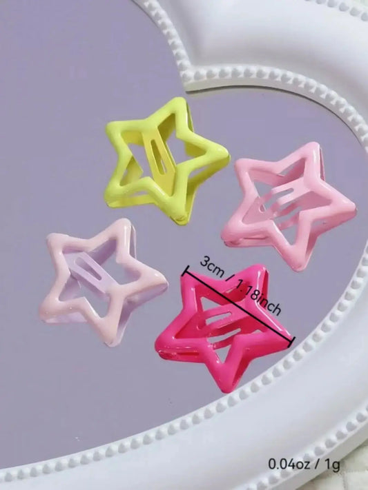 🎀 30-Piece Random Colorful Dopamine Hair Clip Set, Star Design Cute Hair Accessories for Girls, Princess Style Clips for Daily Wear ✨🌈