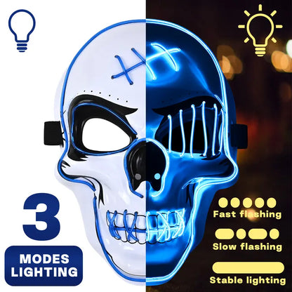 Halloween LED Skull Mask & Gloves Set – Light-Up Skeleton Cosplay Accessories for Costume Parties & Spooky Events