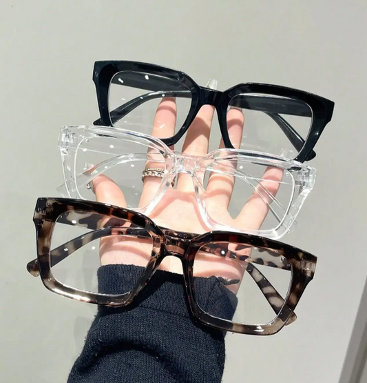 Unisex Non-Prescription Square Frame Glasses – Leopard, Clear & Solid Colors