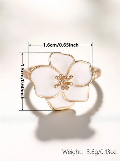 Elegant Flower Rhinestone Ring for Women, Chic Statement Fashion Jewelry
