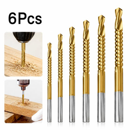 6Pcs Titanium HSS Drill Bit Set, Multi-Material Cutting Tools for Wood & Metal