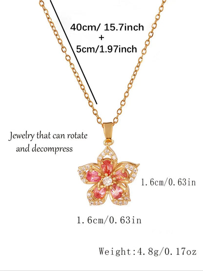 Elegant Flower Rhinestone Pendant Necklace for Women, Versatile Everyday Jewelry